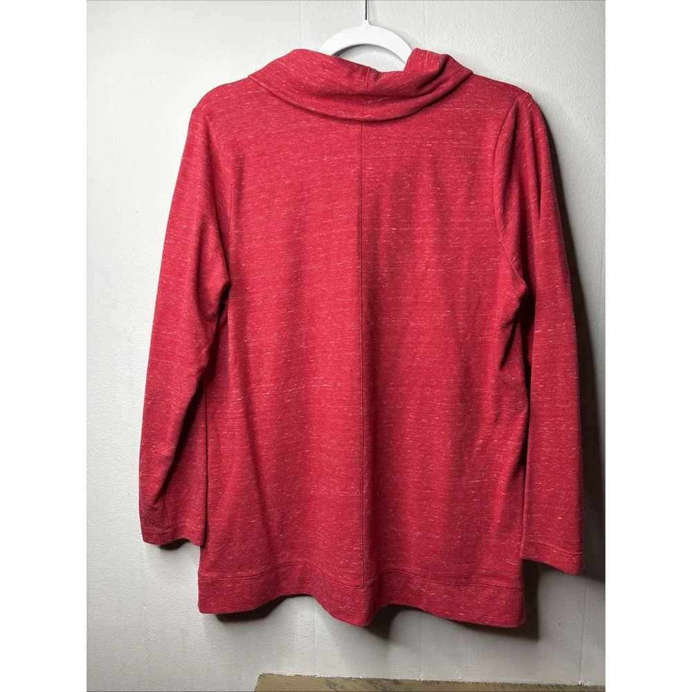 J Jill Pure Jill Womens Pima Cotton Blend Tunic Top Red Cowl Neck Size M Petite - Picture 5 of 6